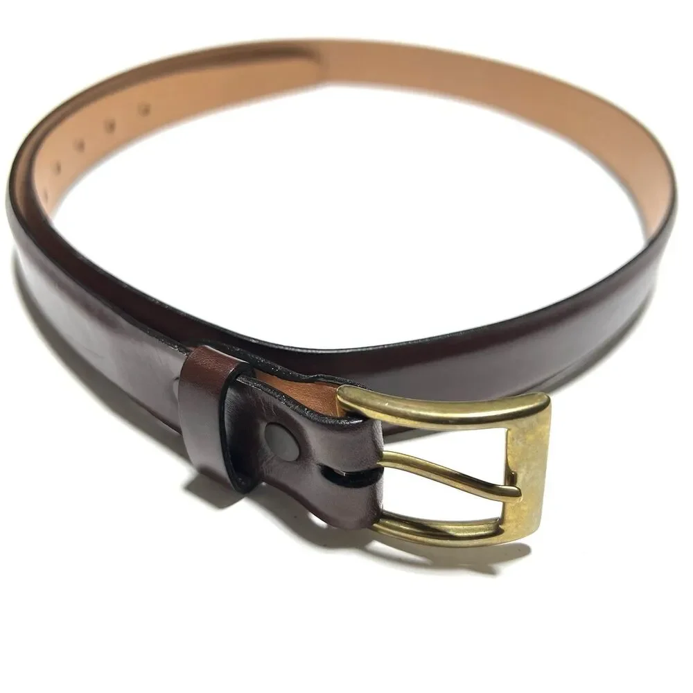 Sid Mashburn Slim Brown Leather Brass Buckle Belt Size 40